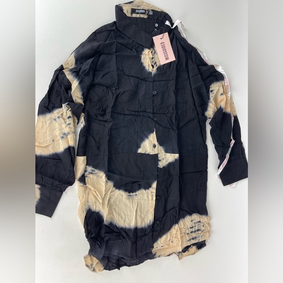 Missguided Tops - Oversized Tie Dye Dip Back Shirt Dress